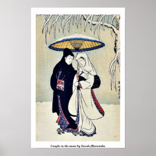 Poster Couple dans la neige par Suzuki, Harunobu