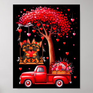 Poster Couple de bergers allemands cœurs de la Saint-Vale