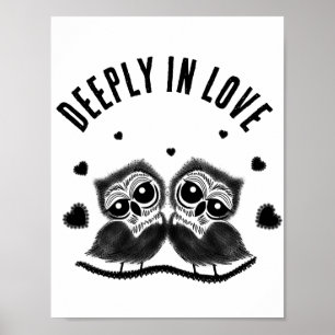 Poster Couple de chouettes mignonnes