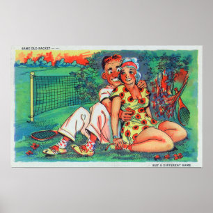 Poster Couple de dessin avec vélo de tennis