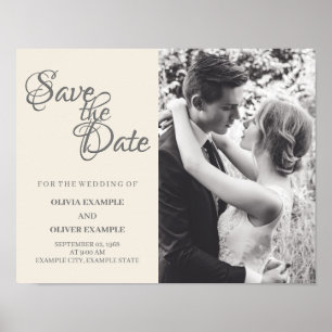 Poster Couple de mariés s'embrassant en monochrome