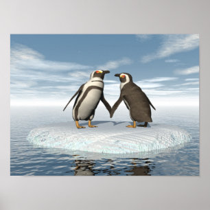 Poster couple de pingouins