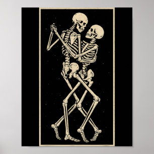 Poster Couple de squelettes dansants Halloween gothique r