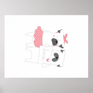 Poster Couple Français Amour Bulldog AMOUREUX DES CHIEN