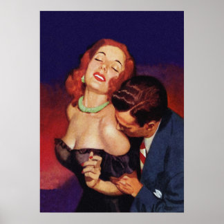 Poster Couple in Love Retro Vintage Pulp Cover Art