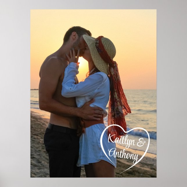 Poster Couple Love Heart Photo Names (Devant)