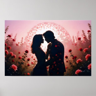 Poster Couple Love Romantique Sunset Mariage Silhouette