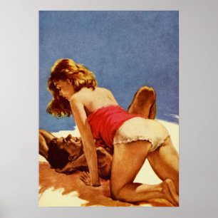 Poster Couple Making Love - Retro Pulp Cover Art