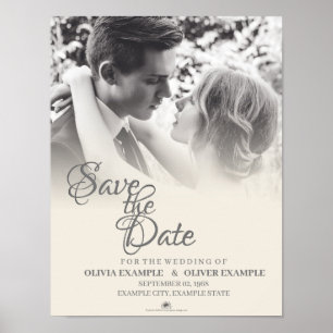 Poster Couple Mariage baiser en monochrome