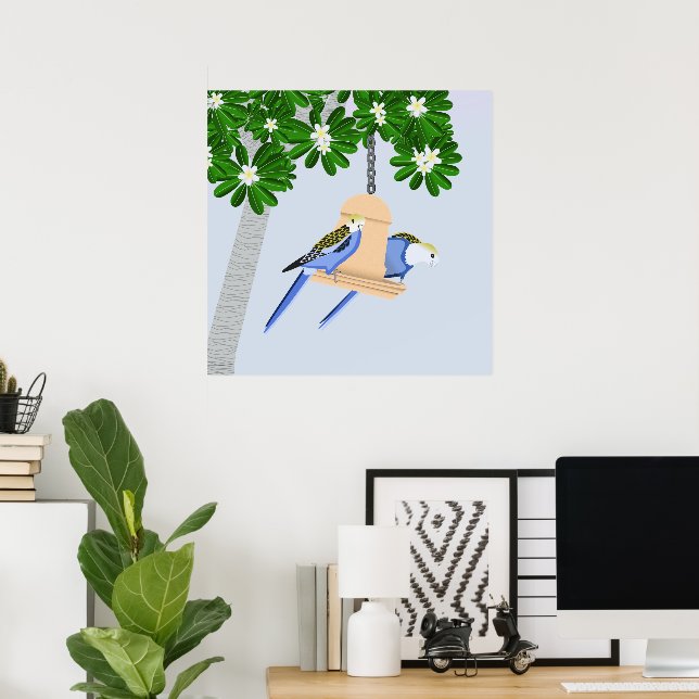 Poster Couple mignon Parrots Joués Rosellas (Bureau à domicile)