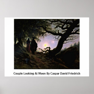 Poster Couple Regardant La Lune Par Caspar David Friedric