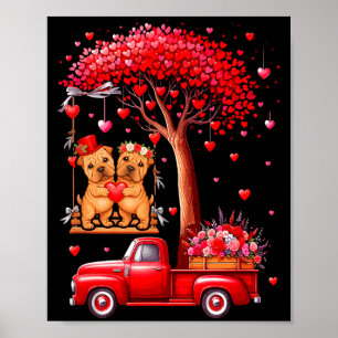 Poster Couple Shar Peis Saint-Valentin Cœurs Arbre Pickup