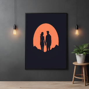 Poster Couple Silhouette Couple Minimaliste Art Amour