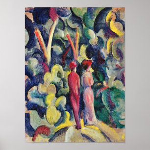 Poster Couple sur le chemin forestier par August Macke