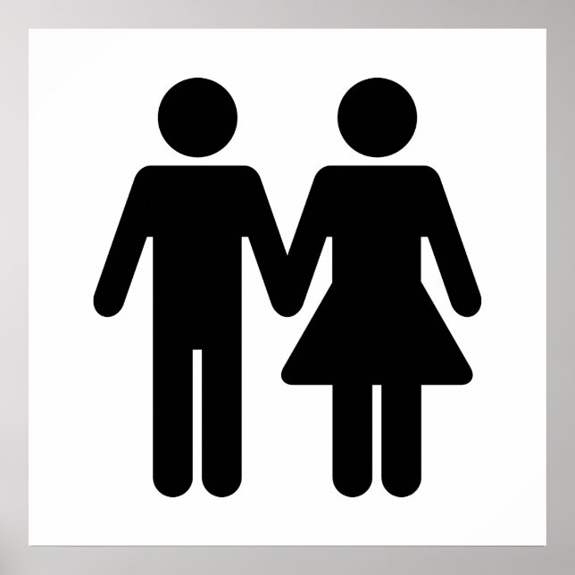 Poster Couple toilettes Style - Noir (Devant)