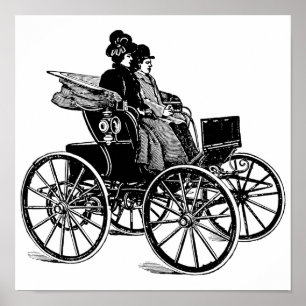 Poster couple victorien femme Carriage Wagon Art