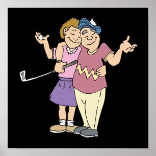 Poster Couples Qui Golf Ensemble Restent Ensemble