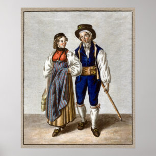 Poster Couples suisses traditionnels d'Oberhasli, Berne