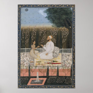 Poster Couples sur une terrasse dans un jardin