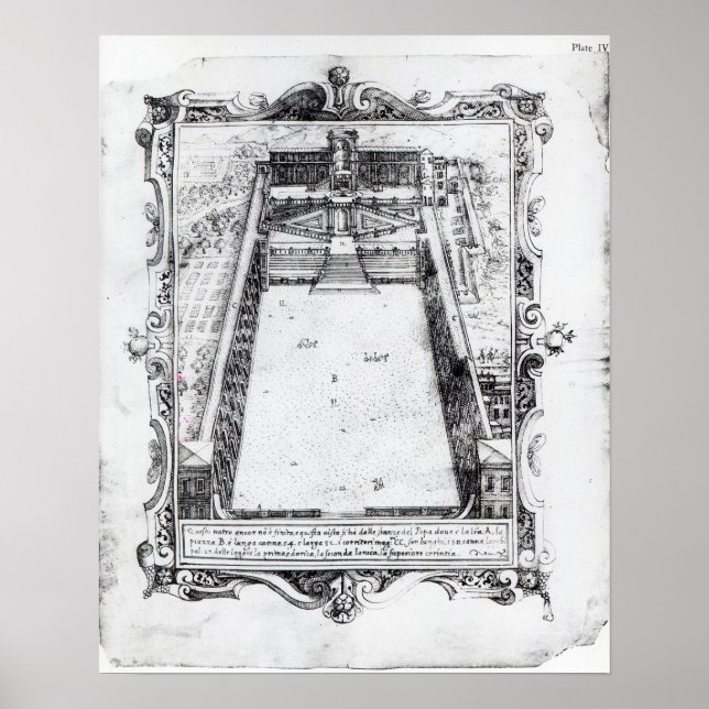 Poster Cour du Belvédère au Vatican Rome, 1581 (Devant)