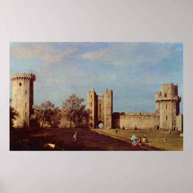 Poster Cour du Château de Warwick Canaletto (Devant)