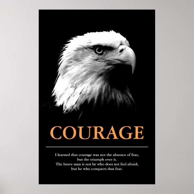 Poster Courage Aigle noir blanc Inspiration motivationnel (Devant)