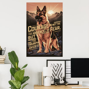 Poster Courage berger allemand au coucher du soleil