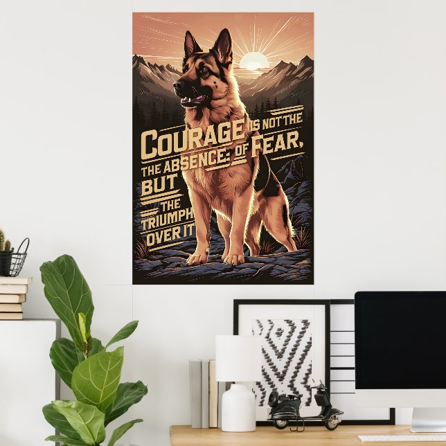 Poster Courage berger allemand au coucher du soleil (Bureau à domicile)
