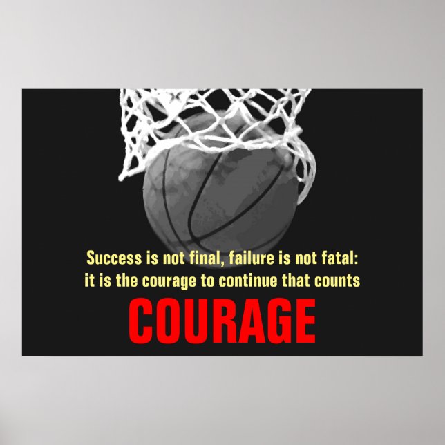 Poster Courage de succès Basketball Inspiration (Devant)