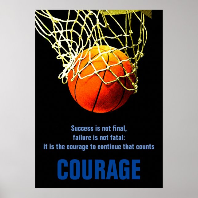 Poster Courage de succès Basketball Inspiration (Devant)