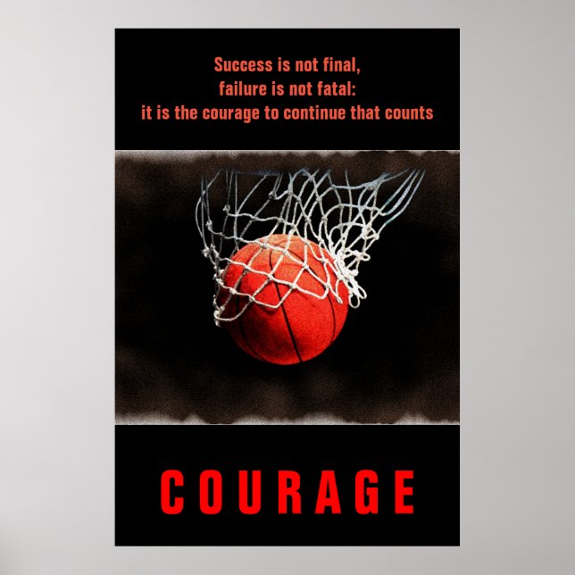 Poster Courage de succès Basketball Inspiration (Devant)
