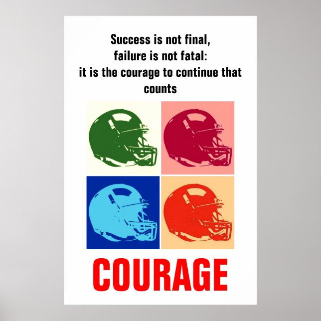 Poster Courage de succès Football Inspiration Pop Art (Devant)