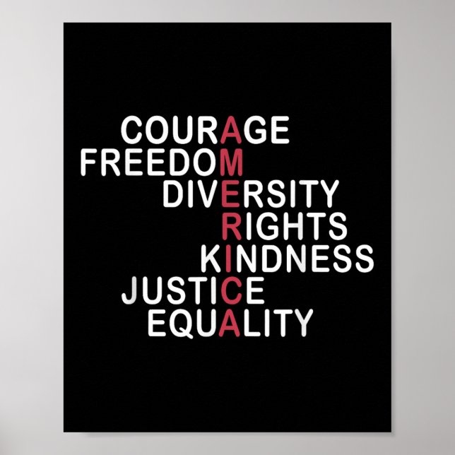 Poster Courage Liberté Diversité Droits Gentillesse Justi (Devant)