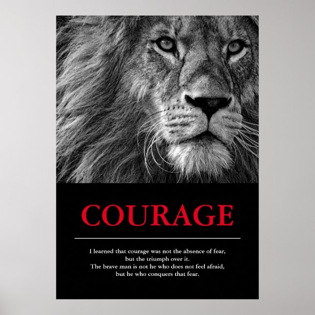 Poster Courage Lion Motivationnel Inspiration (Devant)