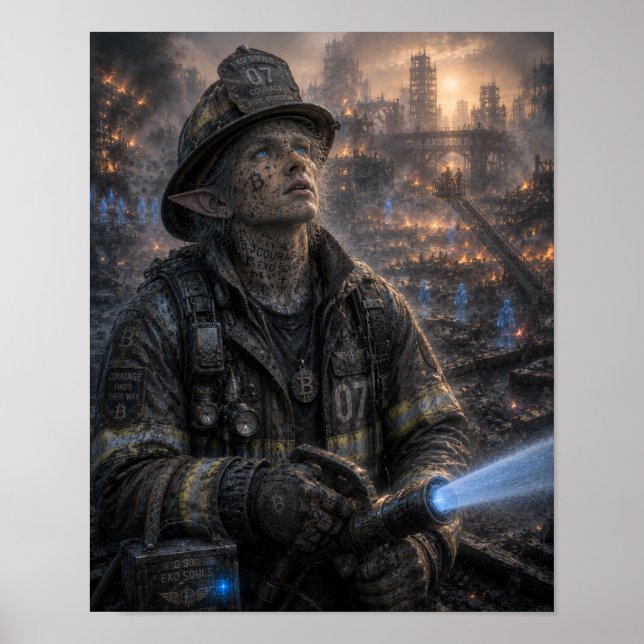 Poster Courage / Pompier / Quartier en Feu (Devant)