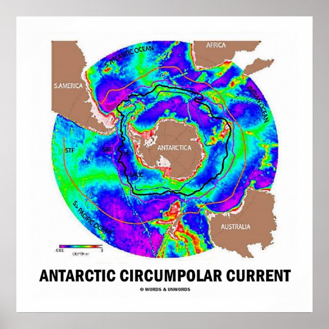Poster Courant circumpolaire Antarctique (carte des coura (Devant)