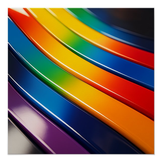 Poster Courbes chromatiques — Rubans arc-en-ciel brillant (Devant)