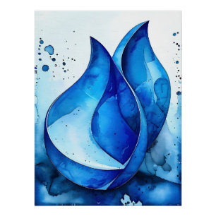 Poster Courbes d'Indigo reposantes