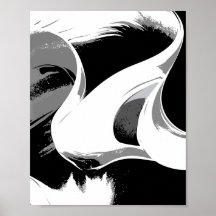 Courbes fluides en noir, blanc et gris
