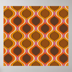 Poster Courbes rétro : 60s-les années 70 Wallpaper Textur