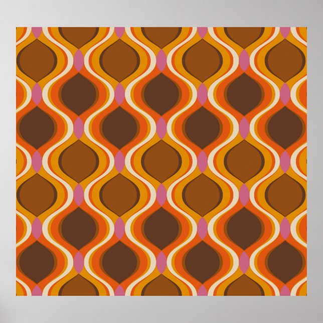 Poster Courbes rétro : 60s-les années 70 Wallpaper Textur (Devant)
