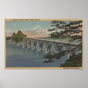 Poster Courbure du nord, Orégon - vue de pont de baie de