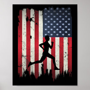 Poster Coureur courant Drapeau américain Usa 4 juillet Pa
