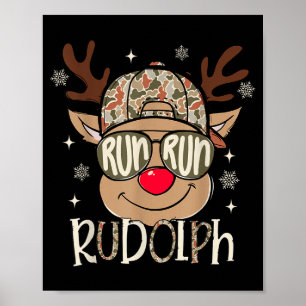 Poster Courir Rudolph Renne du Père Noël Noël Camo Garçon
