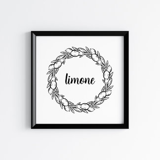 Poster Couronne de citron méditerranéen dessinée à la mai