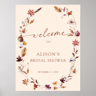 Poster Couronne de feuilles de terre cuite d'automne Bie