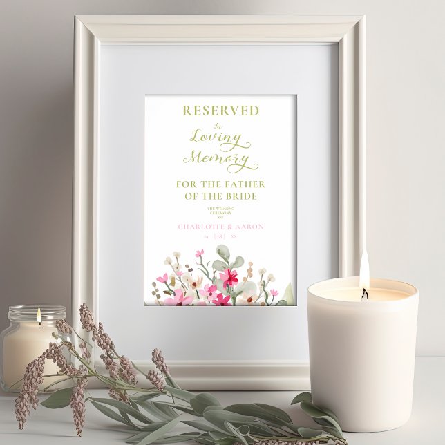 Poster Couronne de fleurs de mariage Siège réservé à la m (Créateur téléchargé)