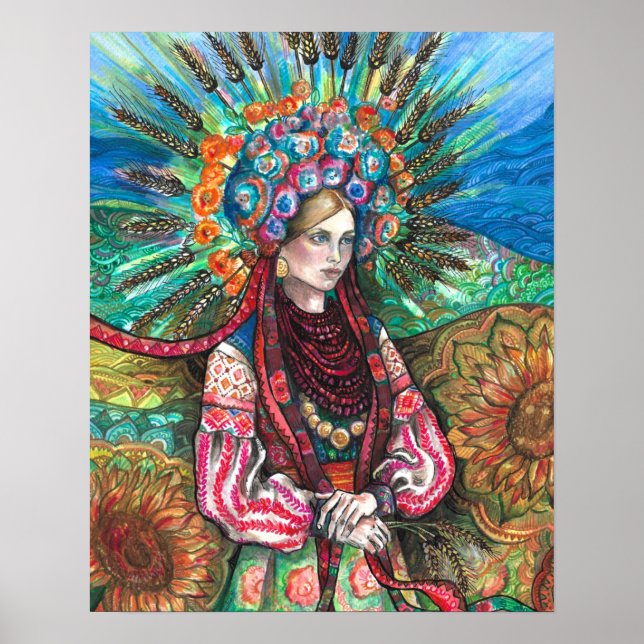 Poster Couronne de fleurs ukrainienne (Devant)