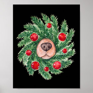 Poster Couronne de Noël nez de chien mignon Noël maman ch