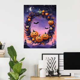 Poster Couronne d'Halloween enchantée